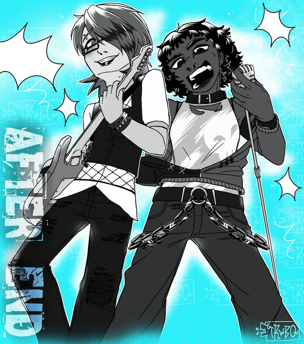 Manga illustration of two of my original characters