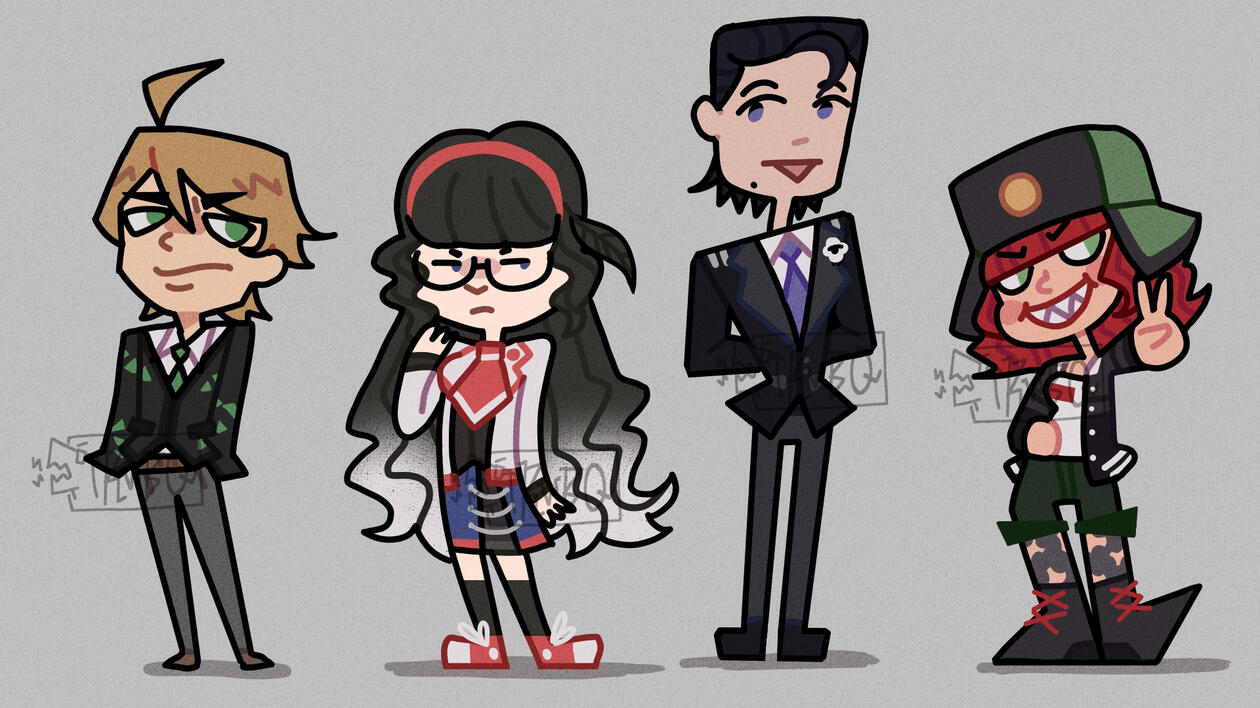 Stylized fanart drawings of characters from Project: Eden&#39;s Garden